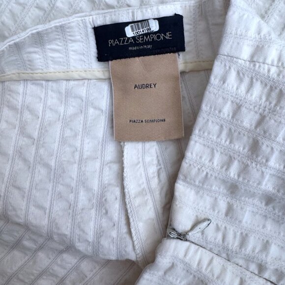 Piazza Sempione Audrey White Textured Cropped Pants Made in Italy Size 48 /US 12 - Picture 4 of 7